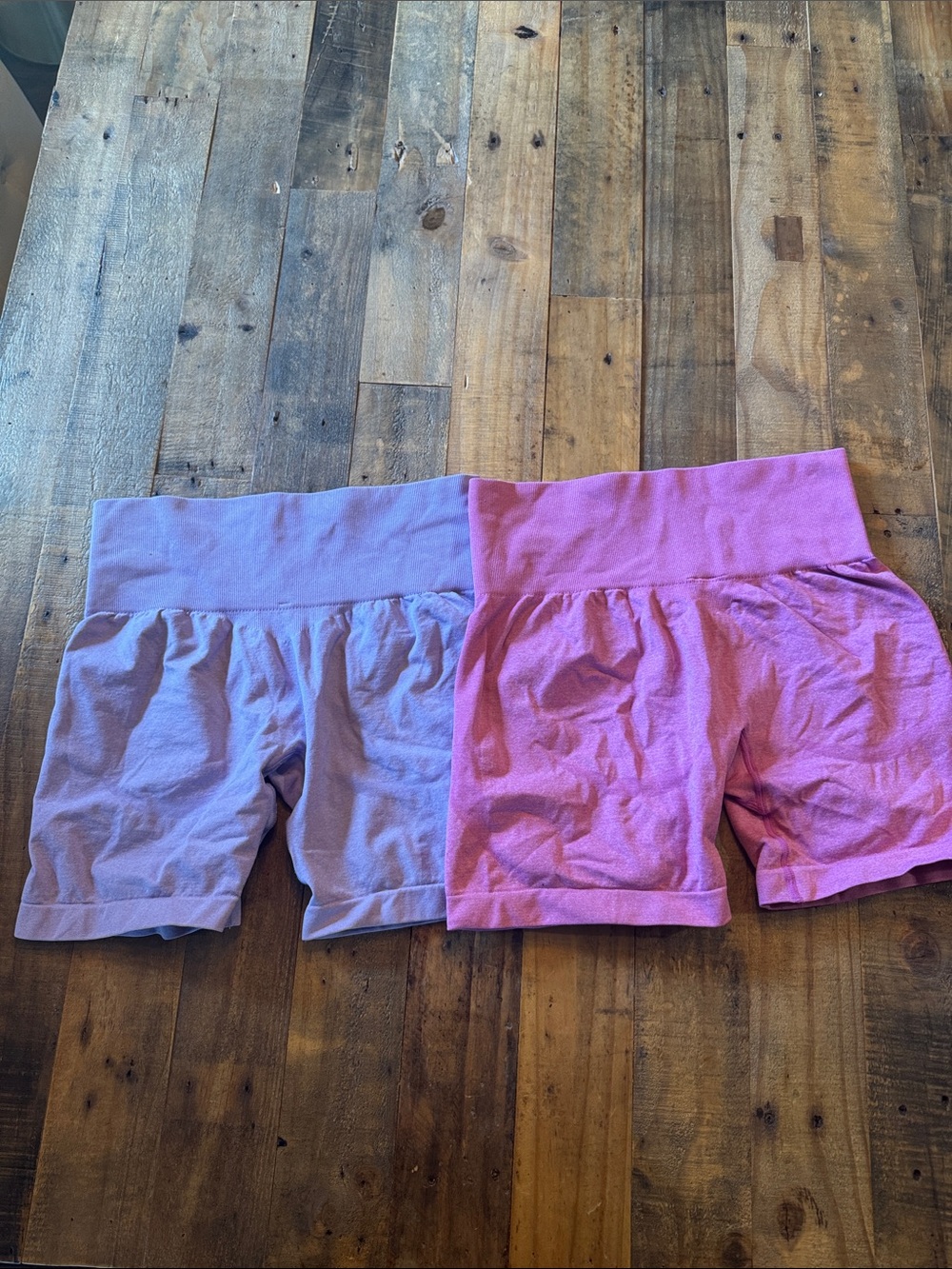 Women's set of 2 Stretch Bike Shorts - Lavender and Pink